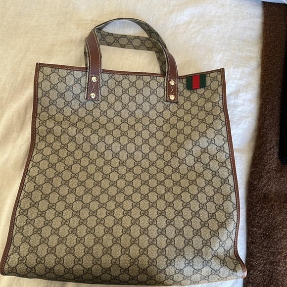 Gucci Brown GG Supreme Web Tote Bag - Picture 7 of 11